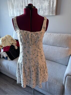 wild fable Ivory Sundress with Blue Floral Sprigs